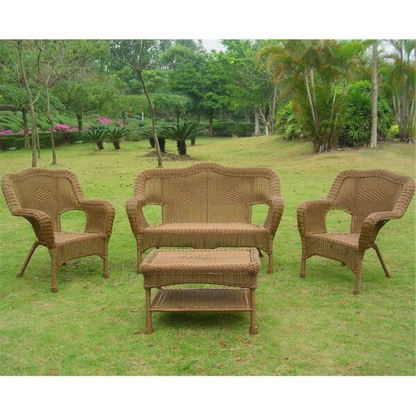 International Caravan Maui Outdoor Seating Group, Mocha - 4 Piece 3180-MO